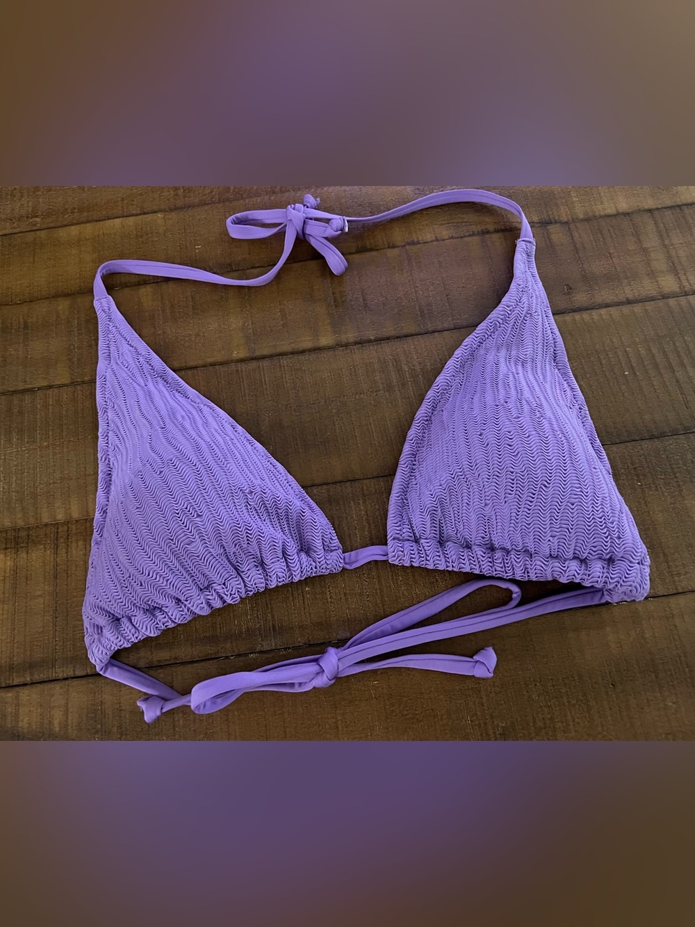 NWOT H &M Light Purple crinkle bikini top size 14
